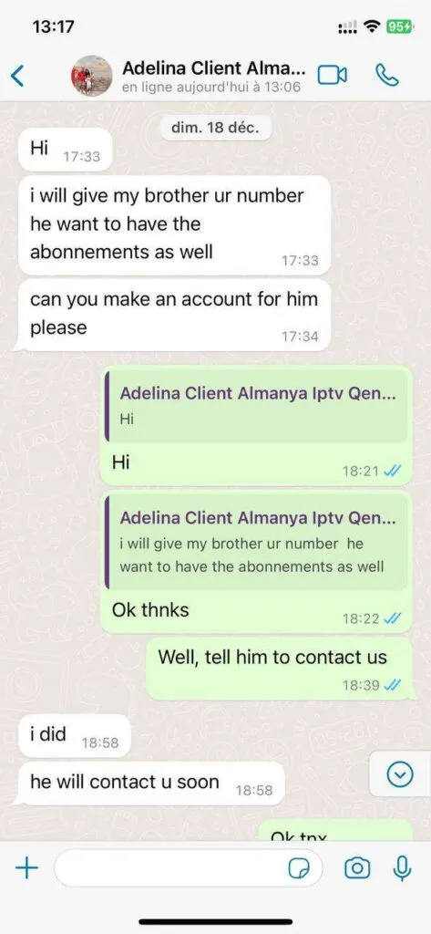Proto IPTV WhatsApp support chat conversation proof 5